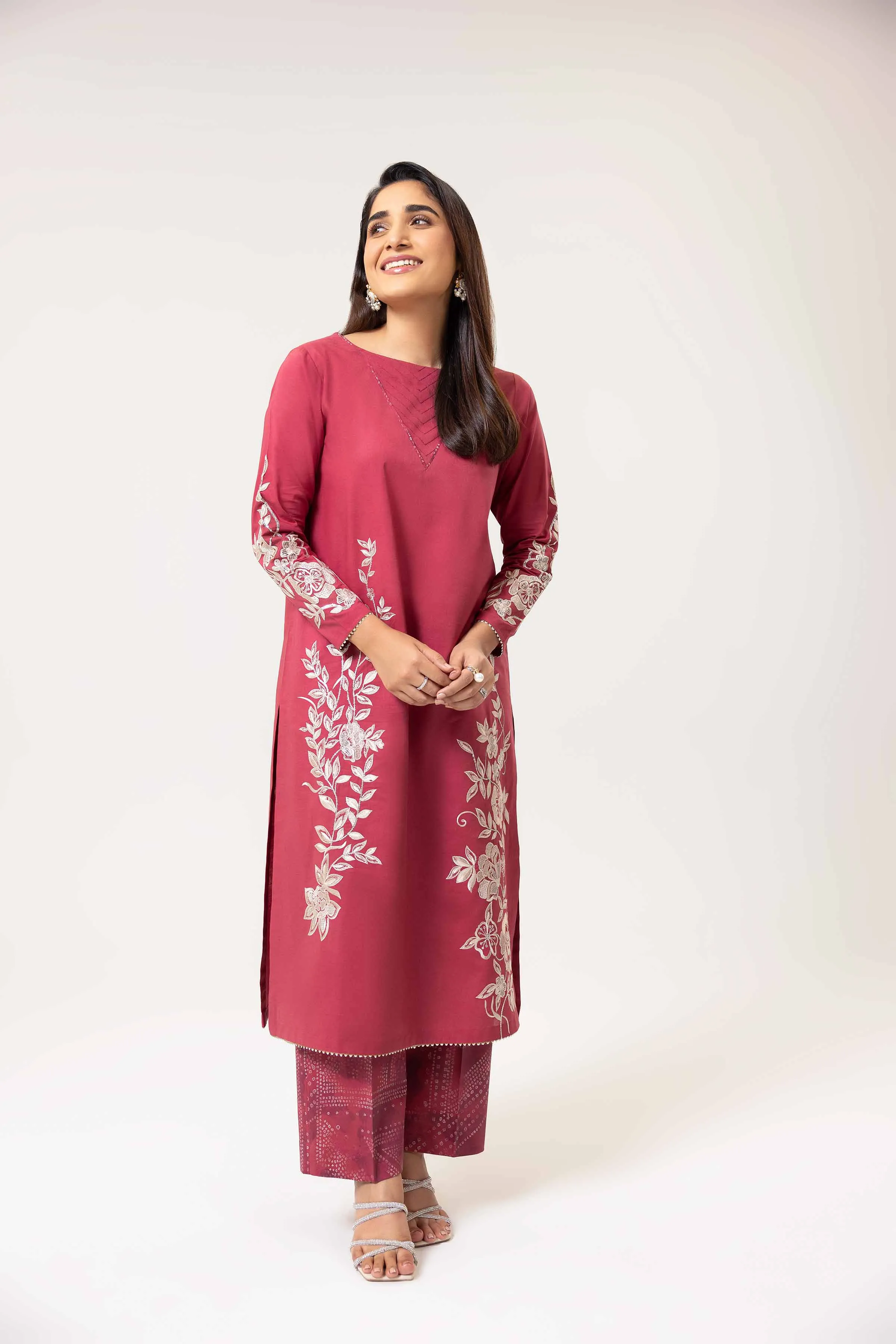 Elegant 2-Piece Digital Printed Embroidered Suit - Style 42402077