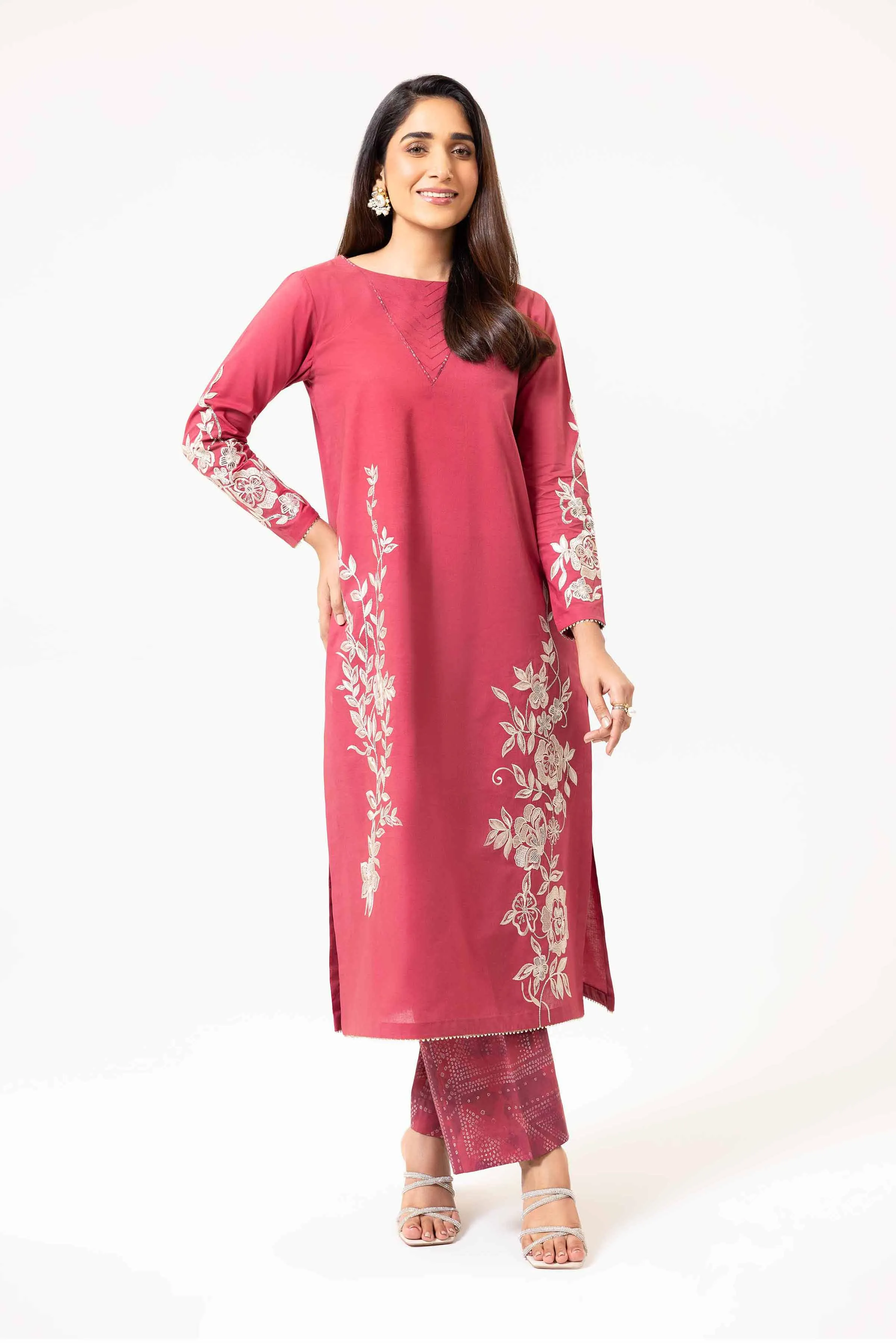 Elegant 2-Piece Digital Printed Embroidered Suit - Style 42402077