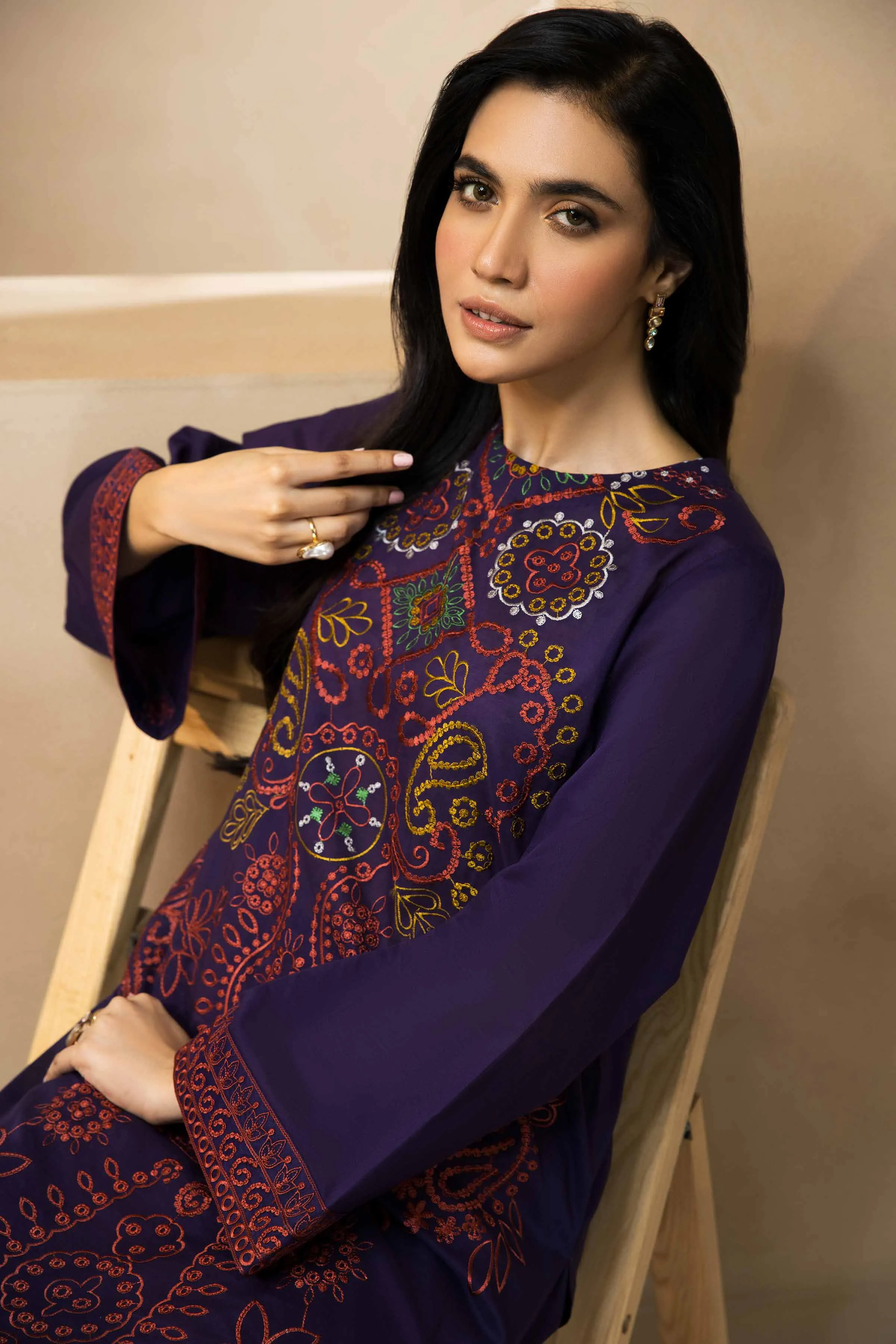 2 Piece - Dyed Embroidered Suit - 42301019