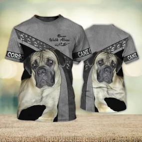 3D Dog T Shirts, Cane Corso Love Never Walk Alone All Over Print T-Shirt, Gift For Pet Loves