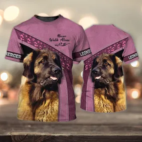 3D Dog T Shirts, Leonberger Love Never Walk Alone All Over Print T-Shirt, Gift For Pet Loves