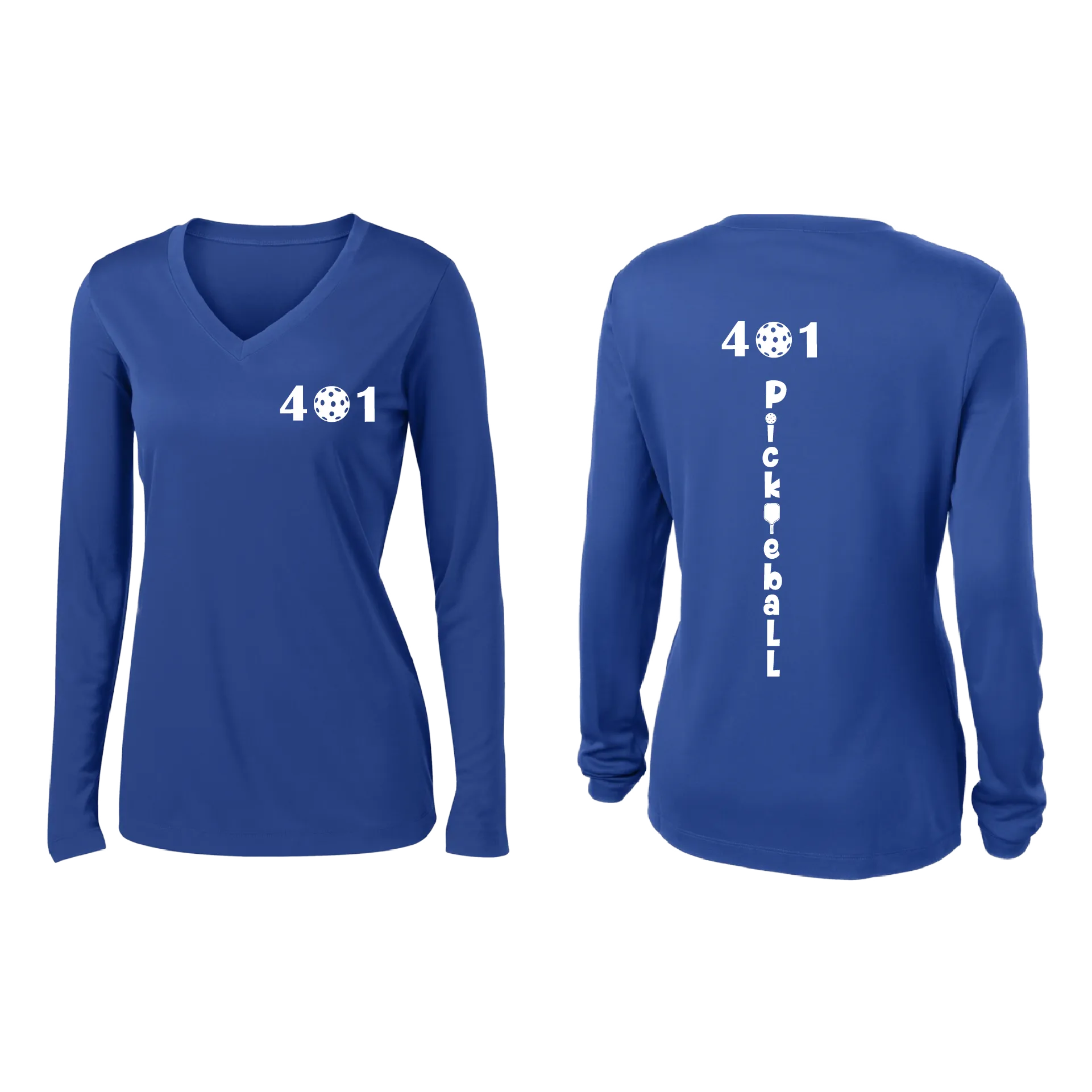 401 Rhode Island Pickleball Club | Women's Long Sleeve V-Neck Pickleball Shirts | 100% Polyester
