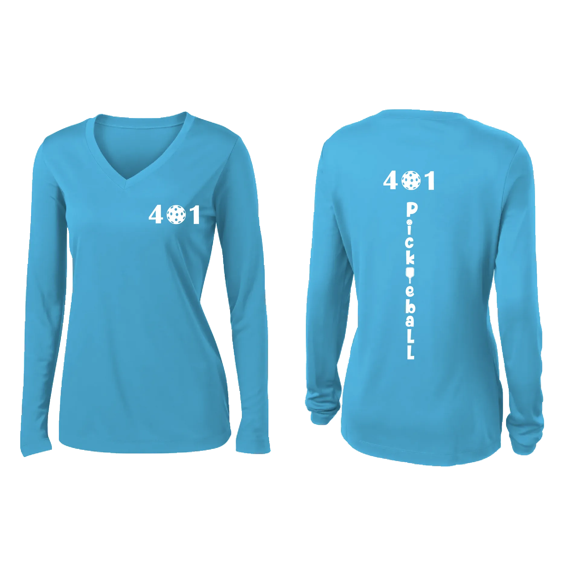 401 Rhode Island Pickleball Club | Women's Long Sleeve V-Neck Pickleball Shirts | 100% Polyester
