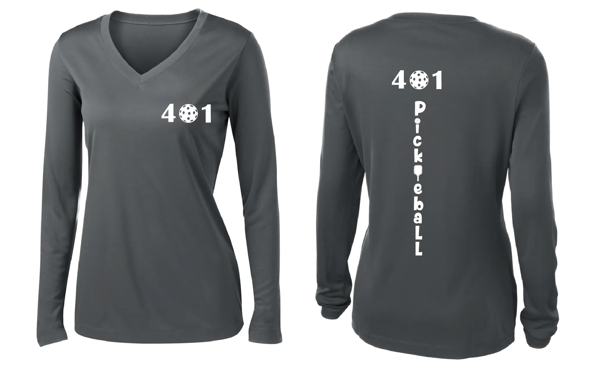 401 Rhode Island Pickleball Club | Women's Long Sleeve V-Neck Pickleball Shirts | 100% Polyester