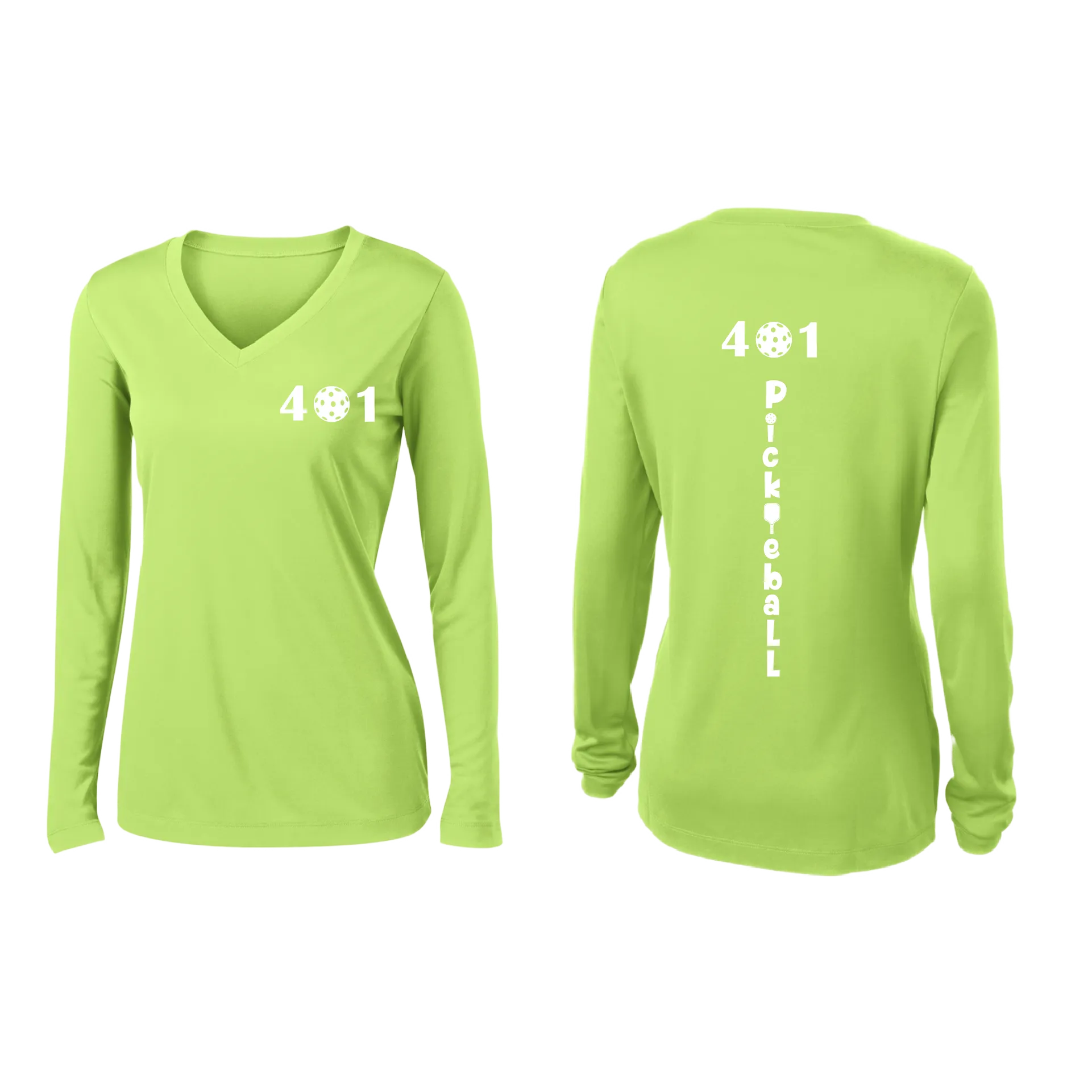 401 Rhode Island Pickleball Club | Women's Long Sleeve V-Neck Pickleball Shirts | 100% Polyester