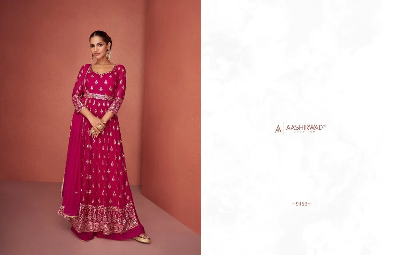 Aashirwad Aroma 9423-9427 Series Real Georgette Fancy Embroidered Salwar Suit