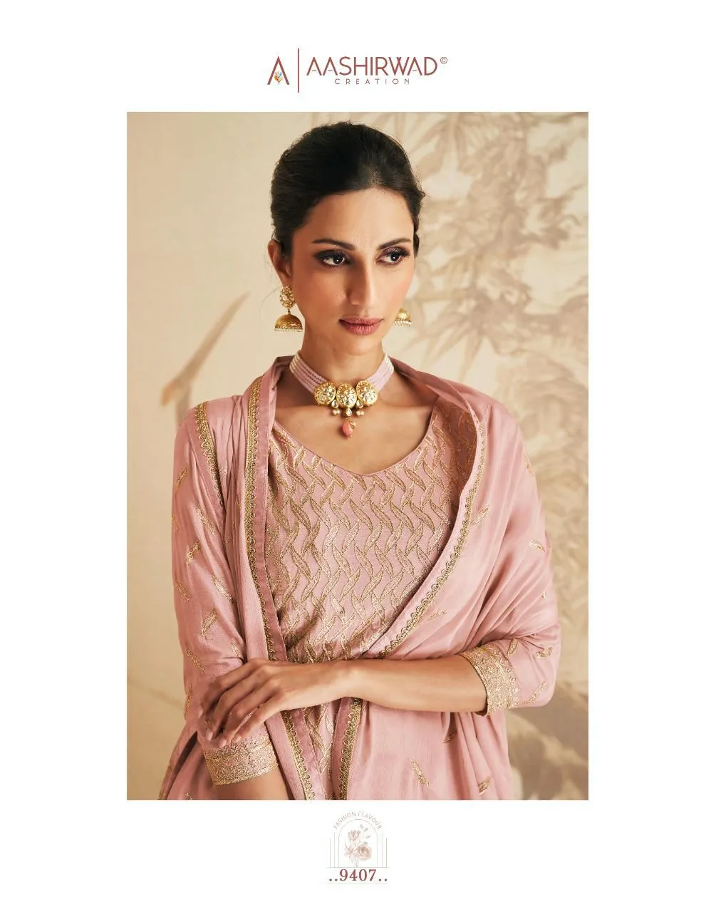 Aashirwad Elan Gulkand 9407-9411 Series Designer Suit