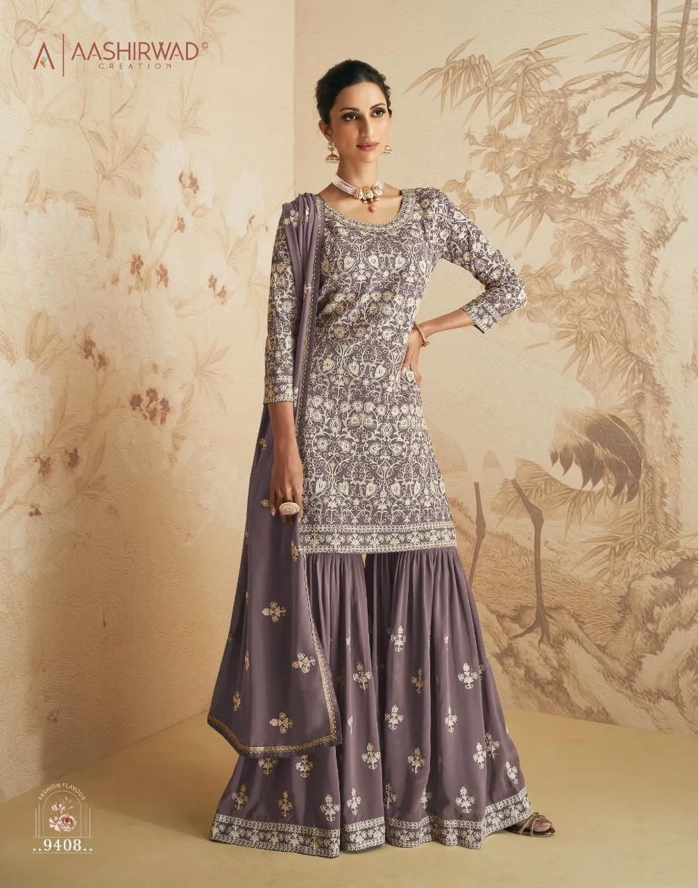 Aashirwad Elan Gulkand 9407-9411 Series Designer Suit