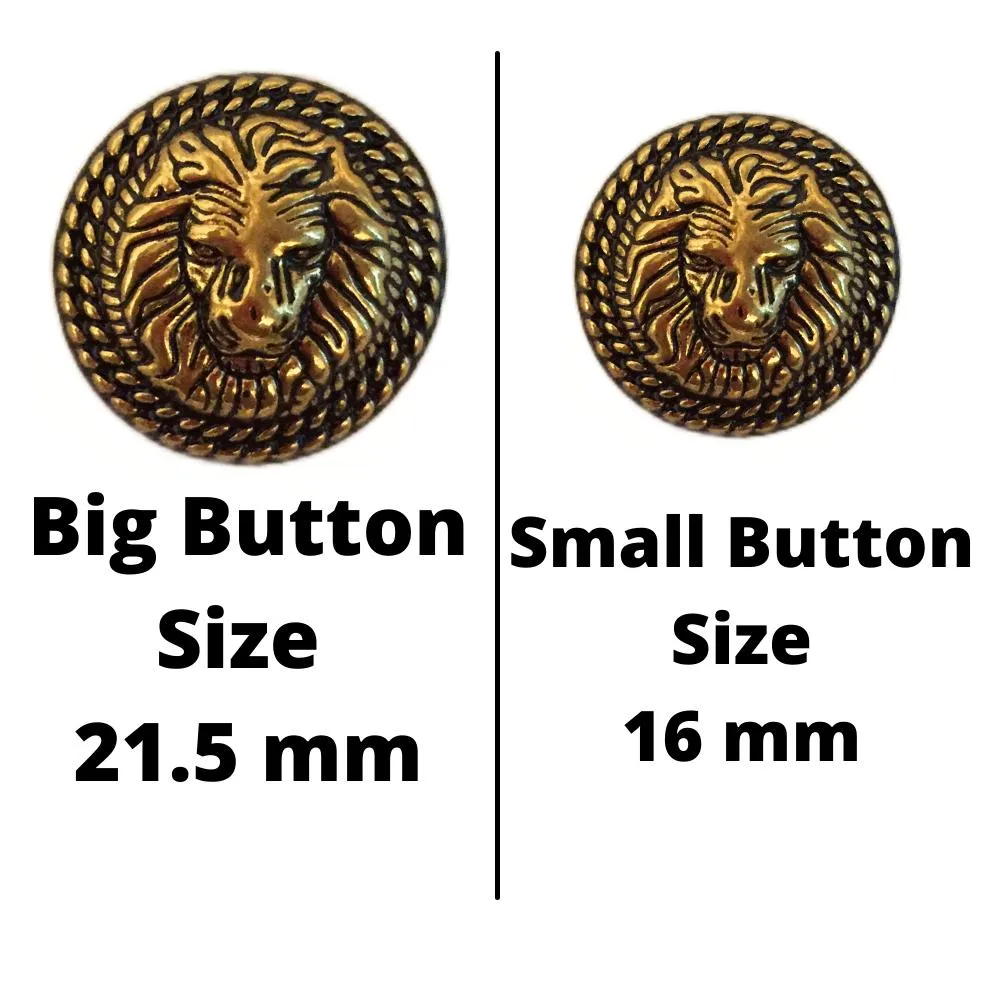 Antique Golden Lion Metal Coat Buttons