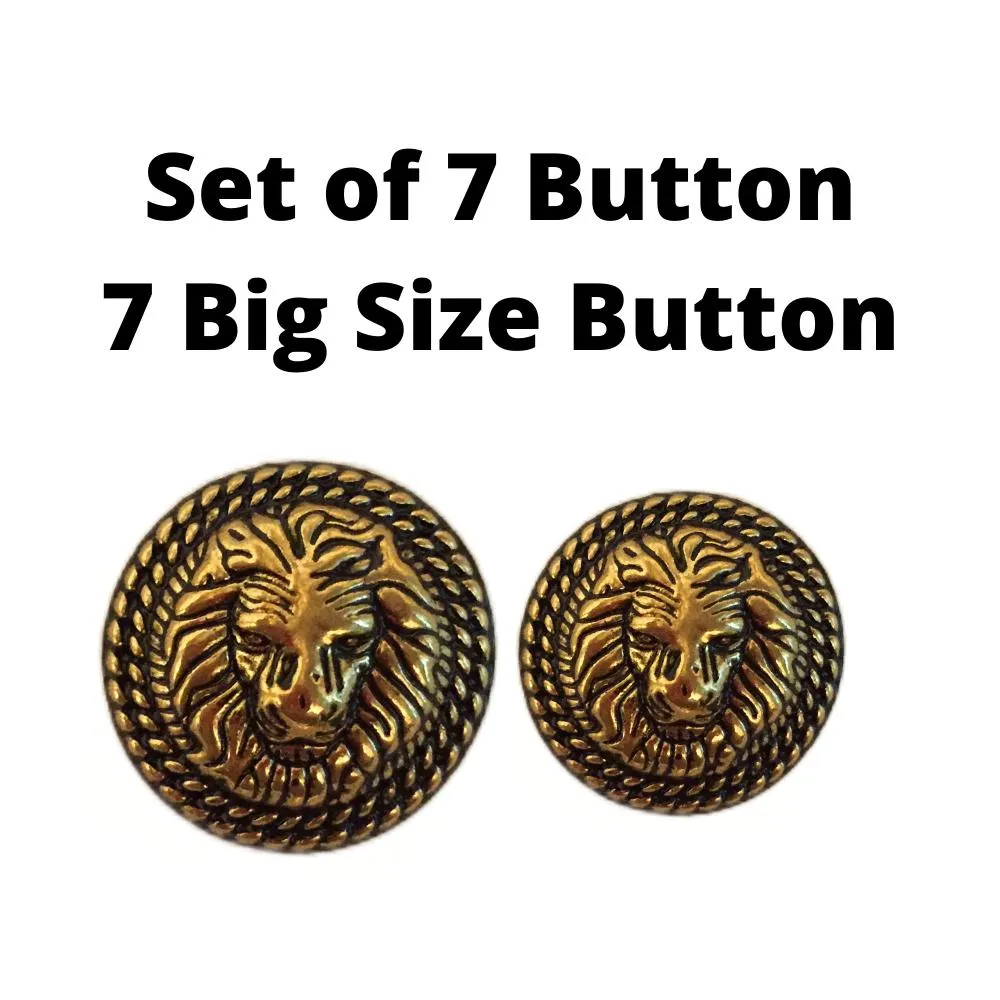 Antique Golden Lion Metal Coat Buttons