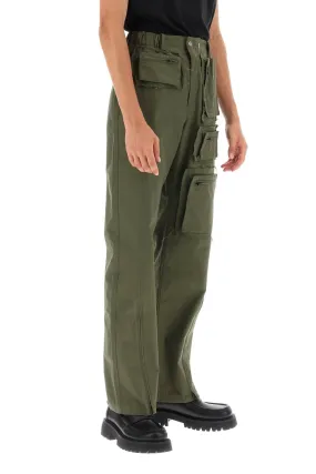 cargo pants with raw-cut details
