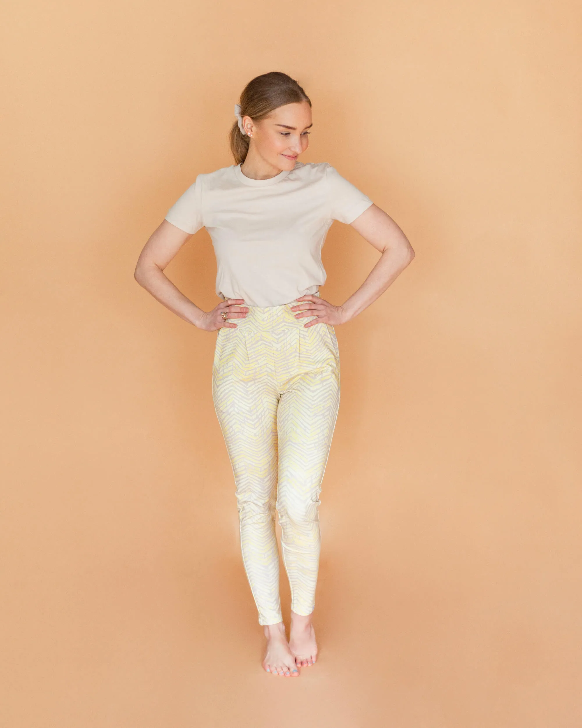 Casual Chic Print Pants, Safari Sand
