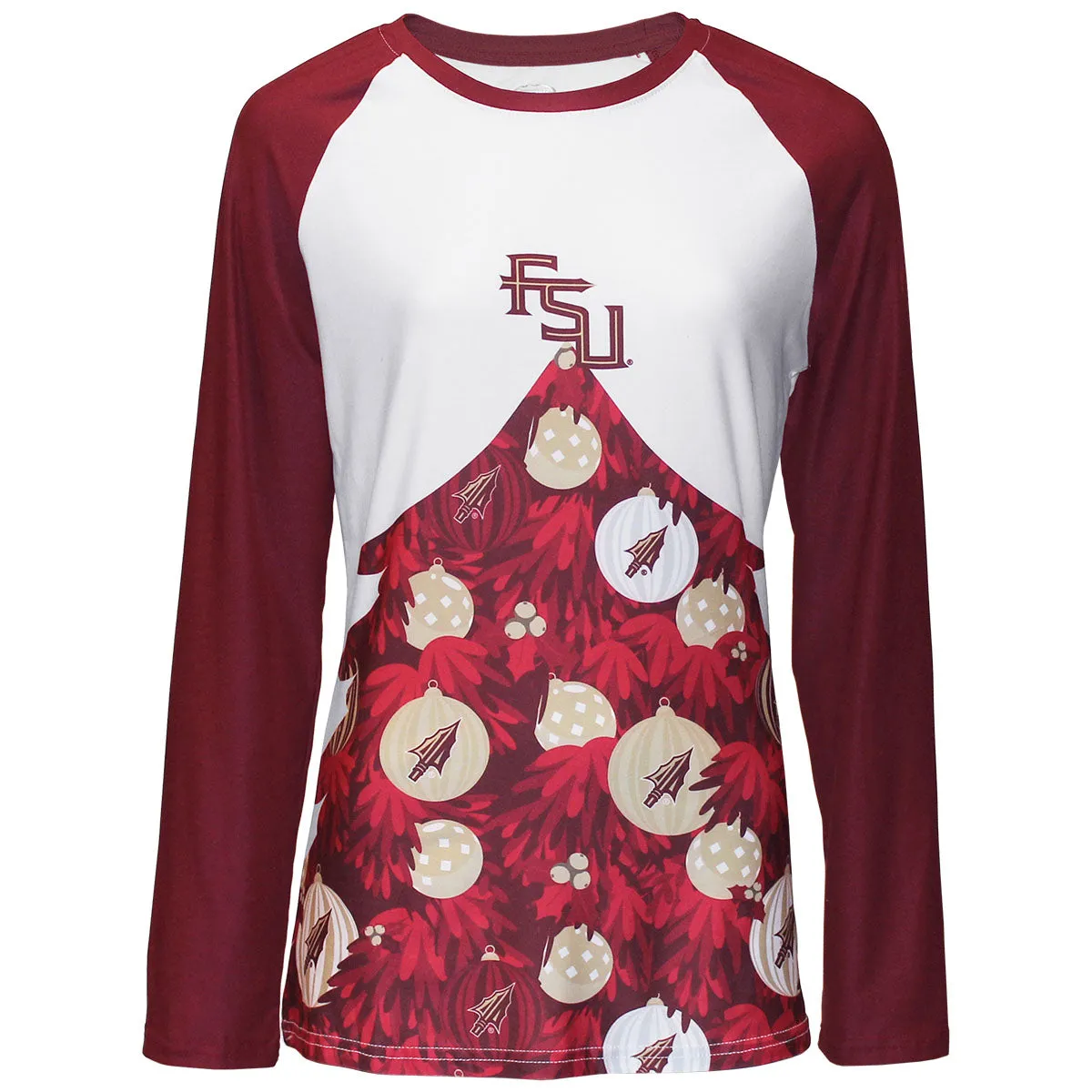 Concept Sports Women's FSU Holiday Design Long Sleeve T-shirt and Pant Set - White/Garnet