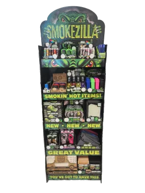 Curated Smokezilla Top Sellers Assorted Smoking Accessories Floor Display 88661