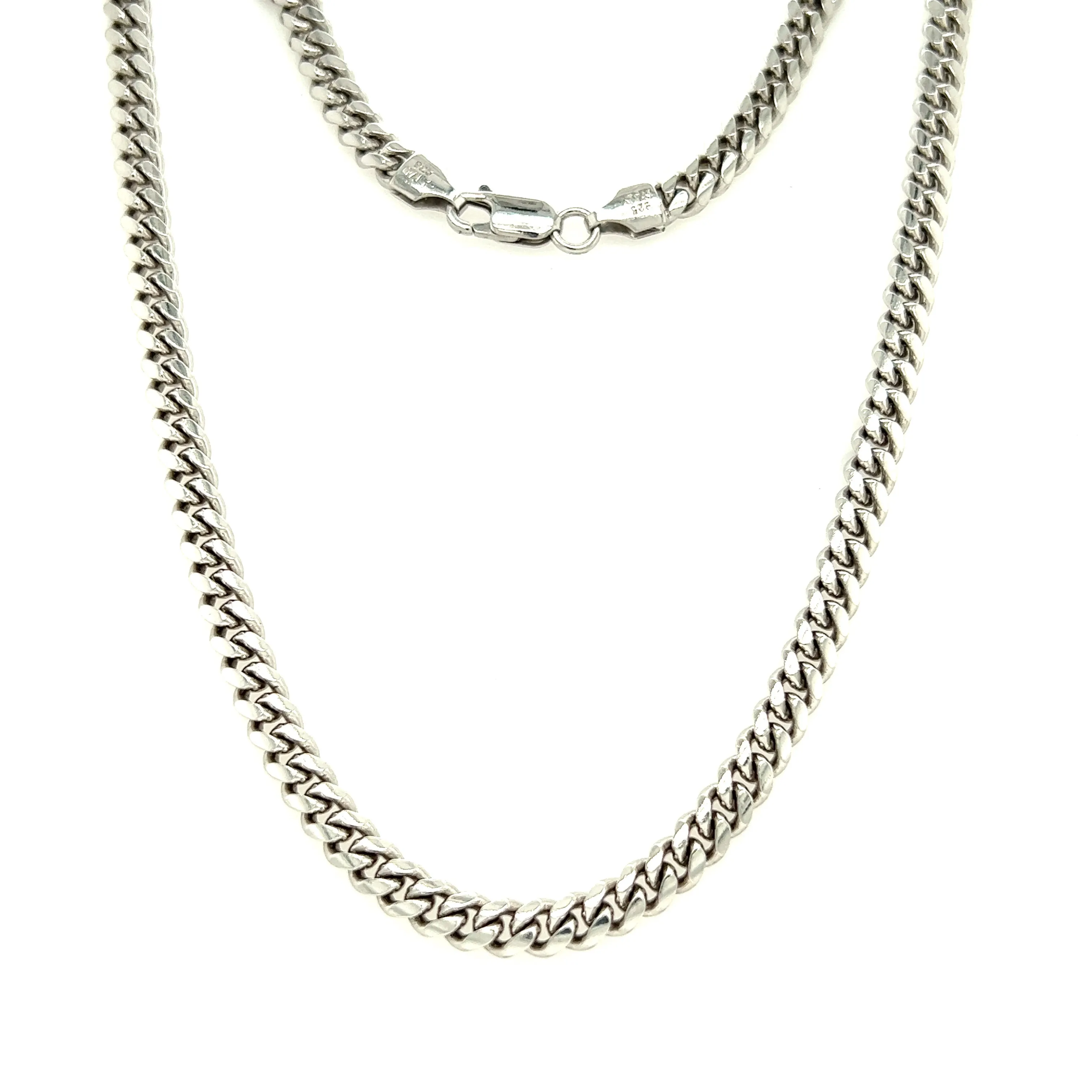 Curb Chain 4.9mm with 24in Length in Sterling Silver