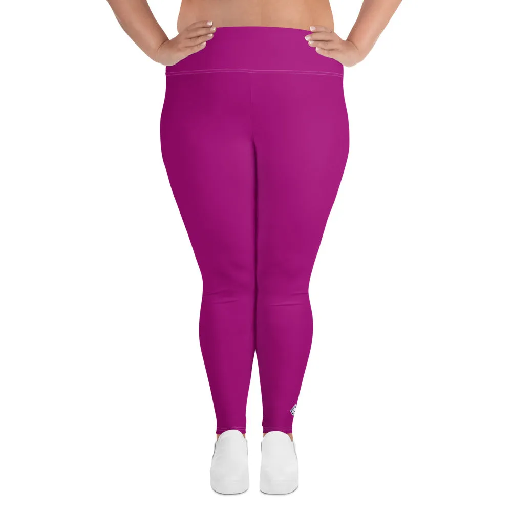 Curve-Hugging Style: Women's Plus Size Solid Yoga Leggings - Fresh Eggplant