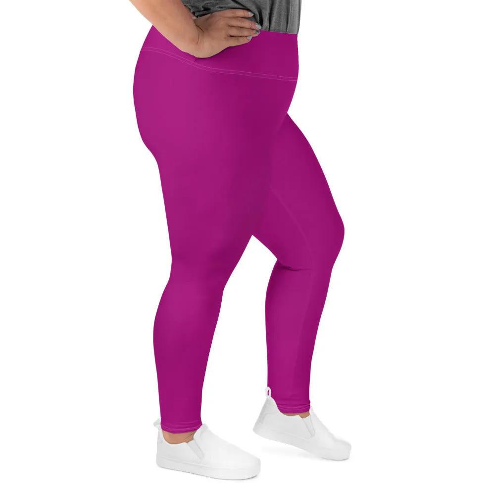 Curve-Hugging Style: Women's Plus Size Solid Yoga Leggings - Fresh Eggplant