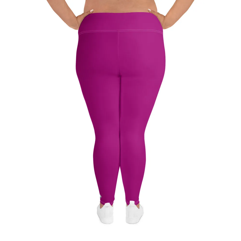 Curve-Hugging Style: Women's Plus Size Solid Yoga Leggings - Fresh Eggplant