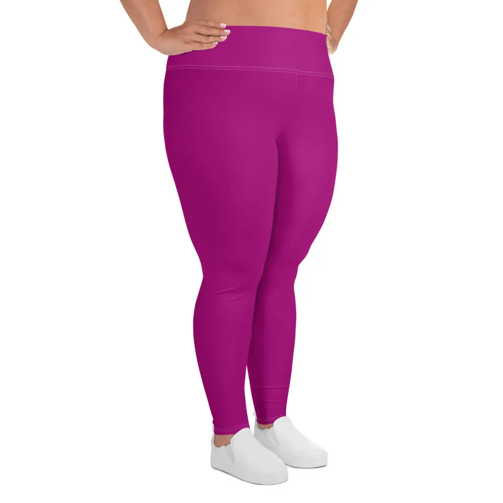 Curve-Hugging Style: Women's Plus Size Solid Yoga Leggings - Fresh Eggplant