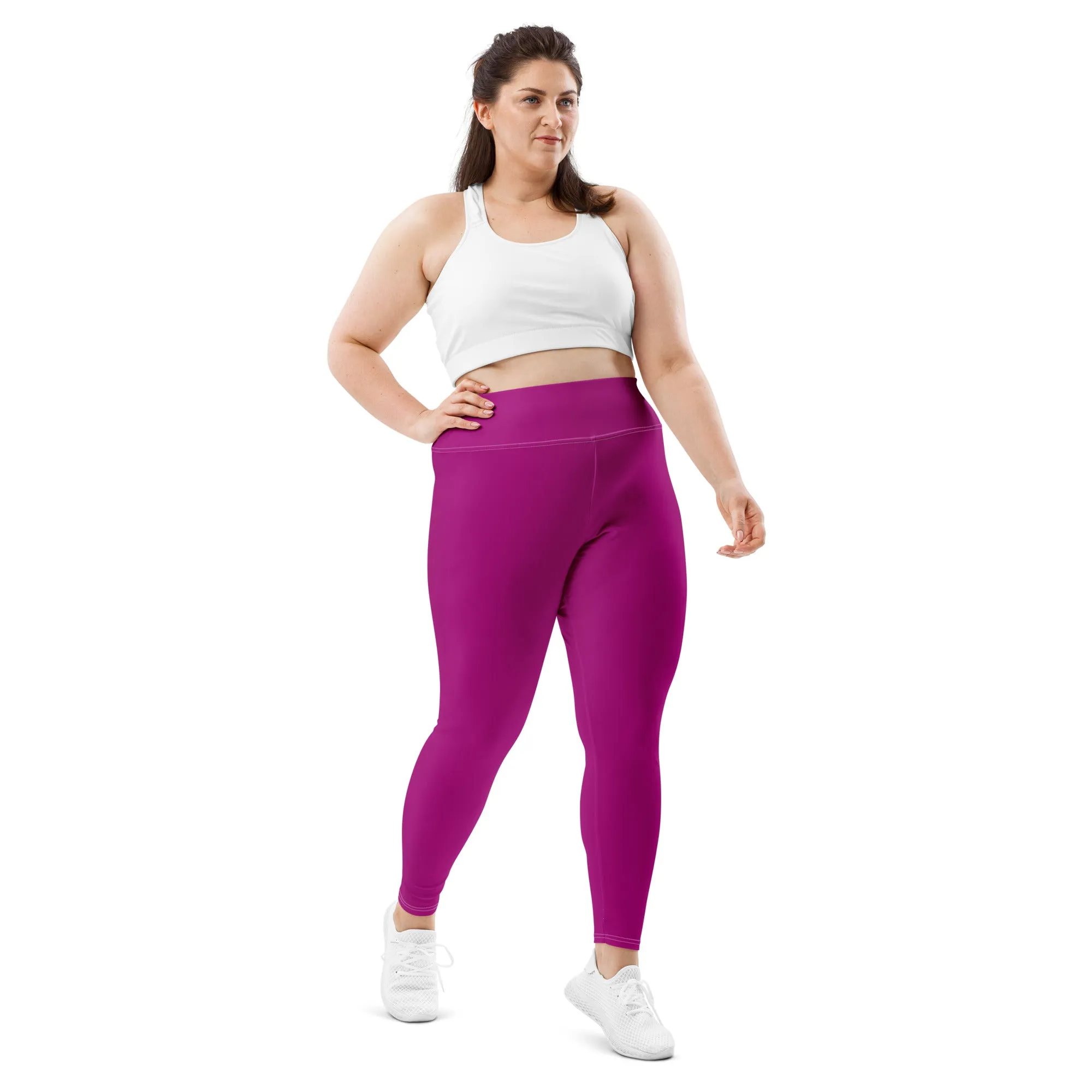 Curve-Hugging Style: Women's Plus Size Solid Yoga Leggings - Fresh Eggplant