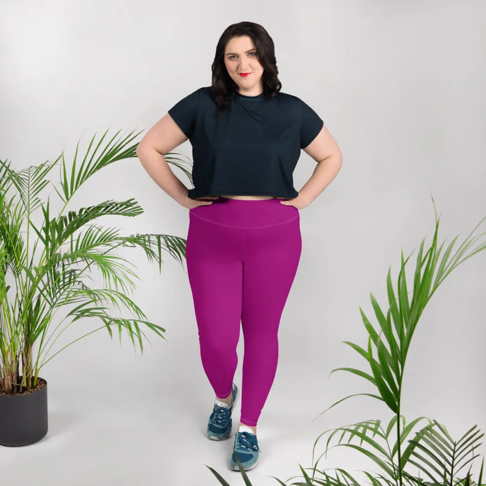 Curve-Hugging Style: Women's Plus Size Solid Yoga Leggings - Fresh Eggplant