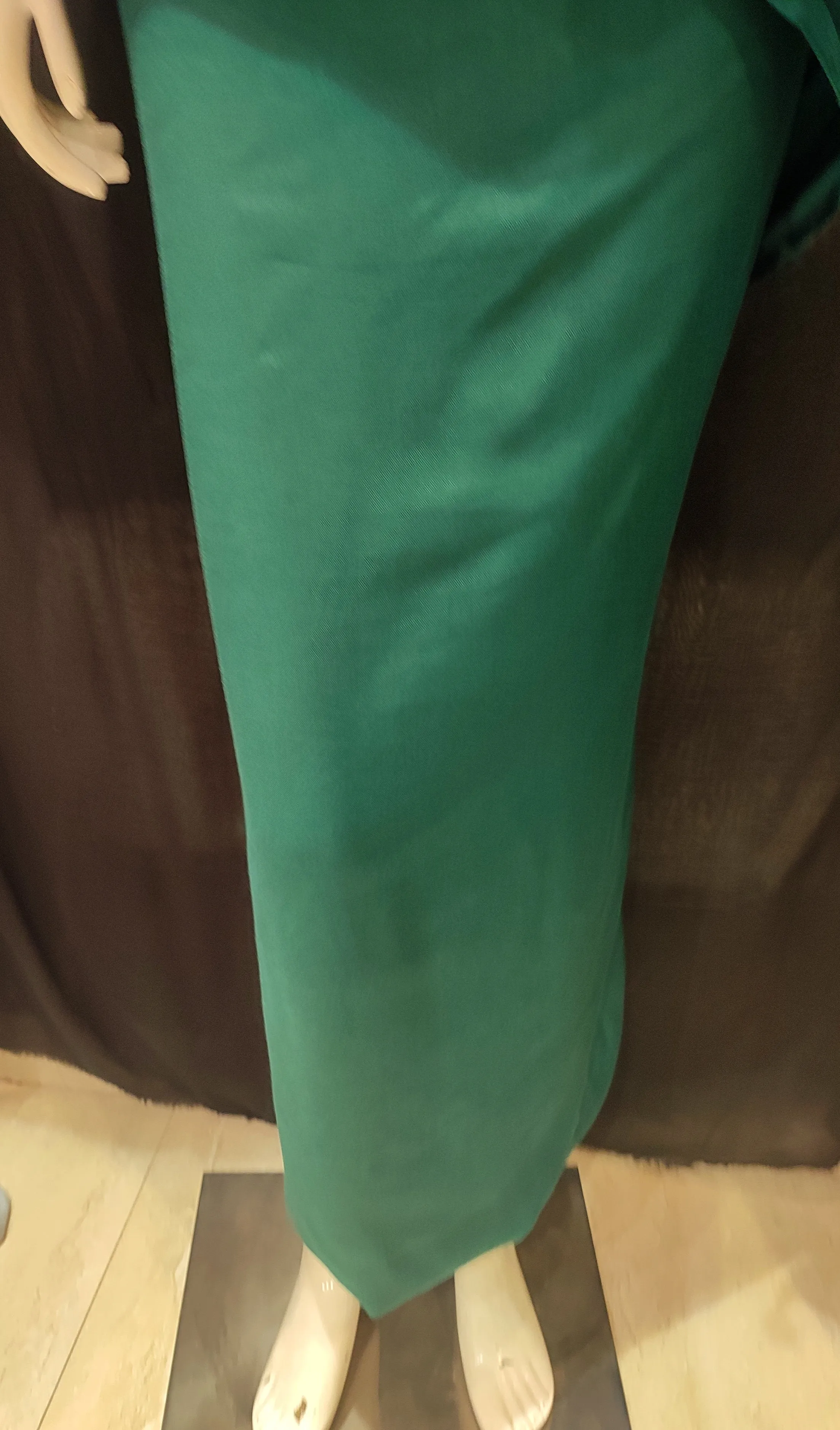 Dark Green Chinon Drape Unstitched Suit With Beads And Cutdana Handwork
