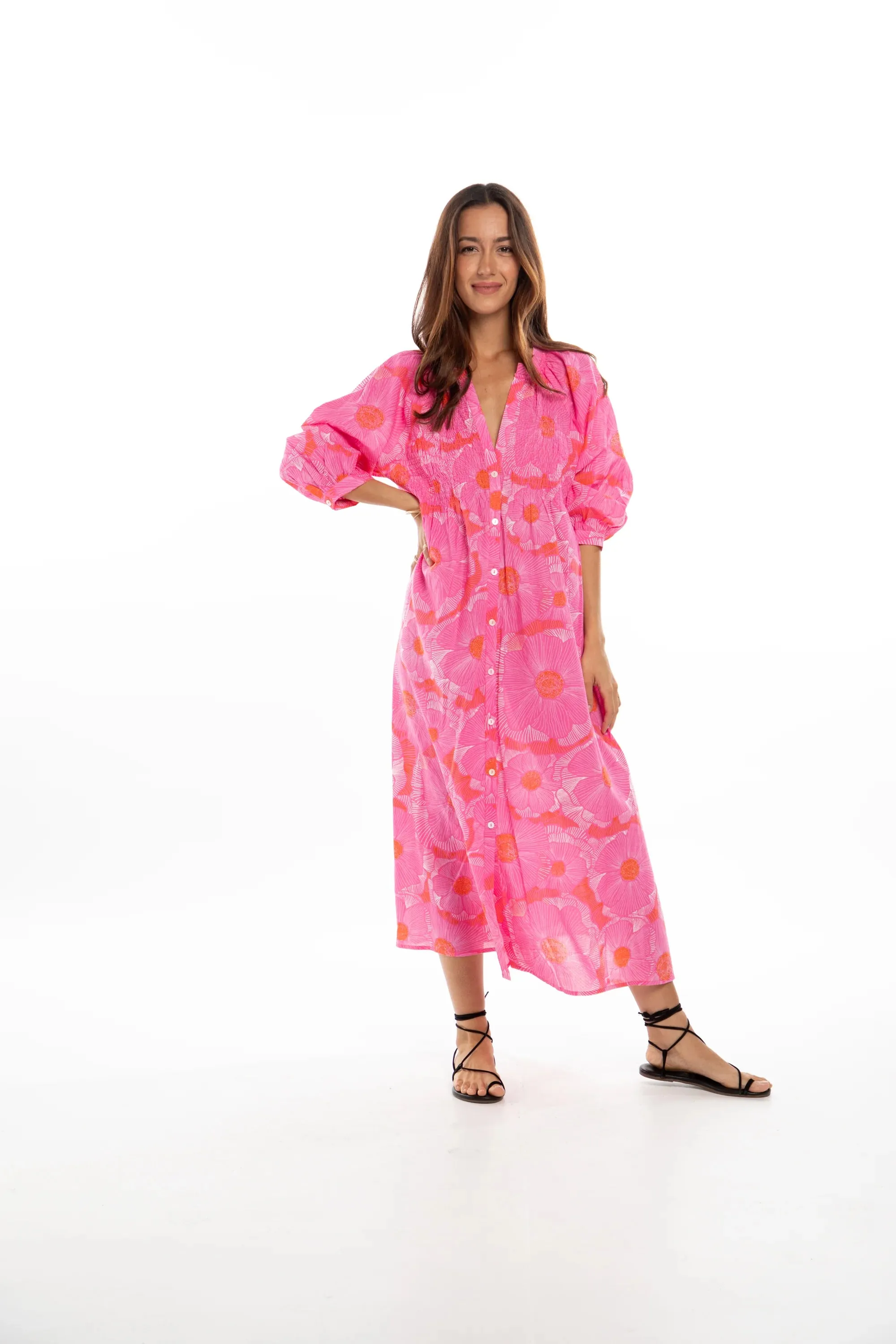 Fuchsia Long Sleeve Yvette Shirt Dress