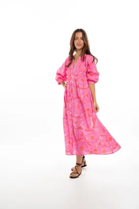 Fuchsia Long Sleeve Yvette Shirt Dress