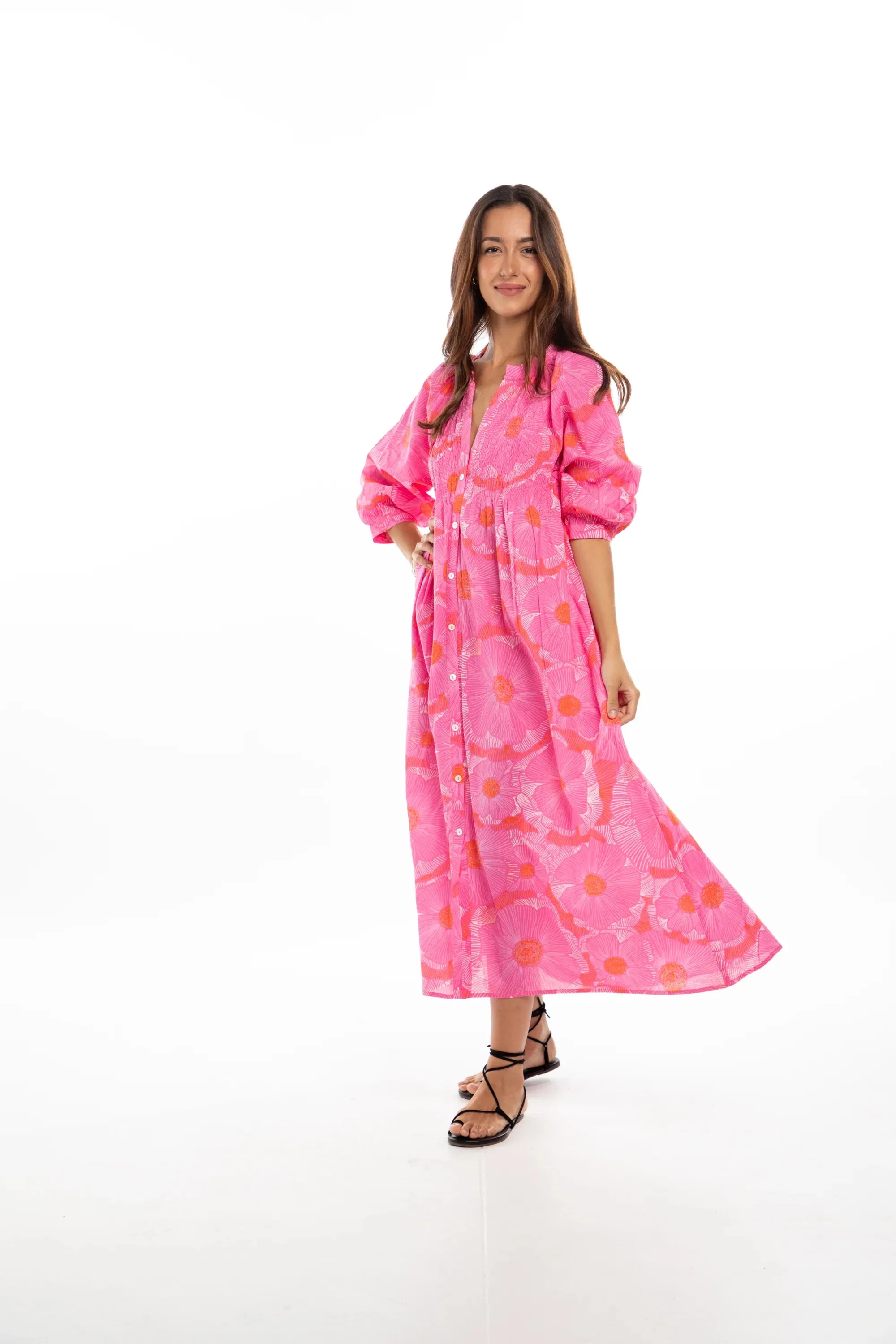 Fuchsia Long Sleeve Yvette Shirt Dress