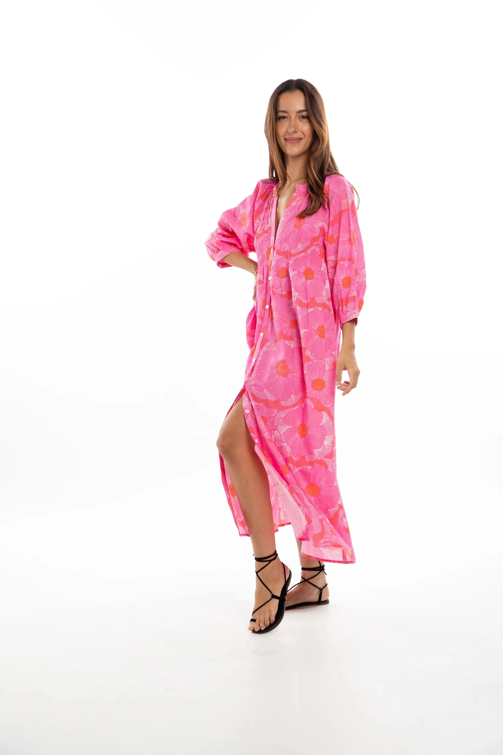 Fuchsia Long Sleeve Yvette Shirt Dress