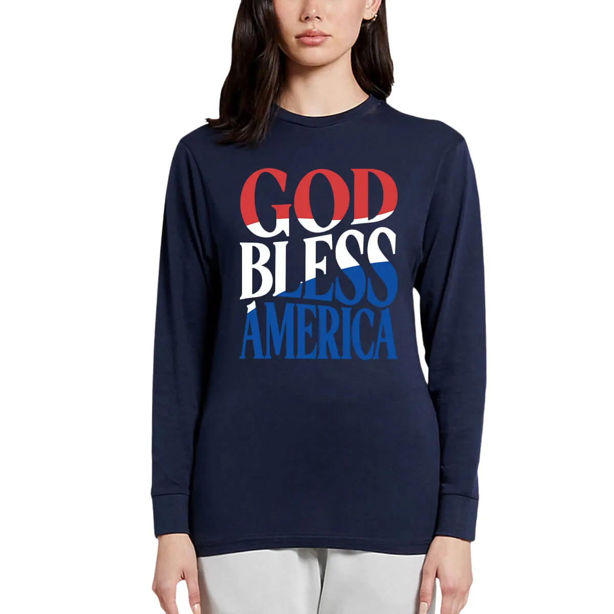 God Bless America Flag Long Sleeve T Shirt