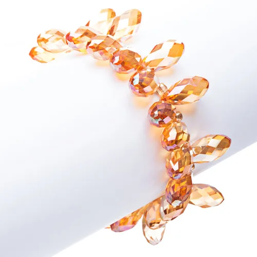 Gorgeous Fashion Stylish Bridal Wedding Cluster Bead Link Bracelet Gold Orange