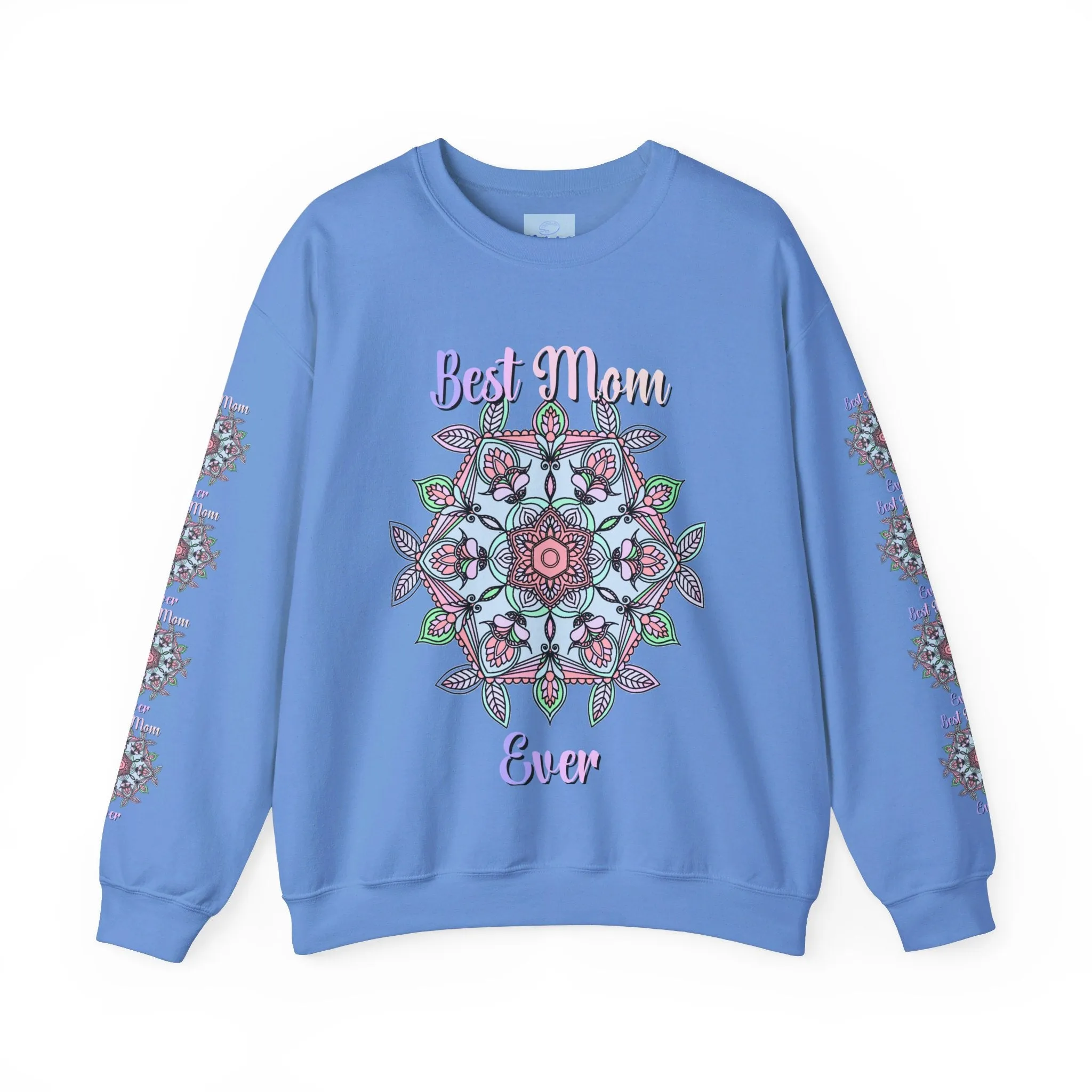 Handmade Mandala Design Crewneck Sweatshirt - Best Mom Ever