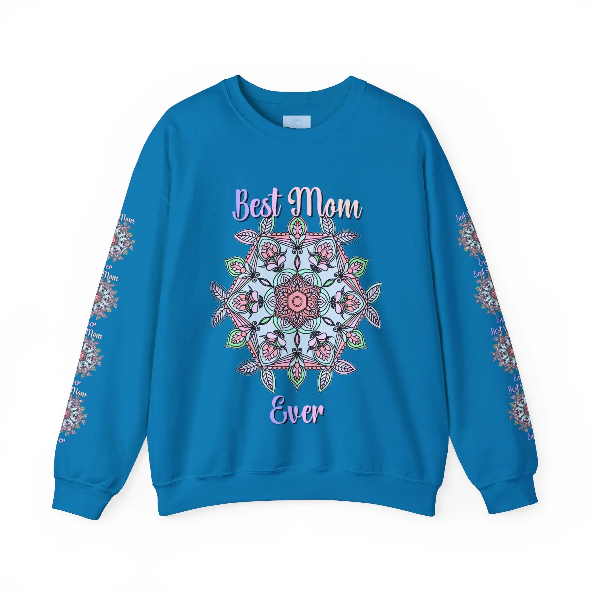 Handmade Mandala Design Crewneck Sweatshirt - Best Mom Ever