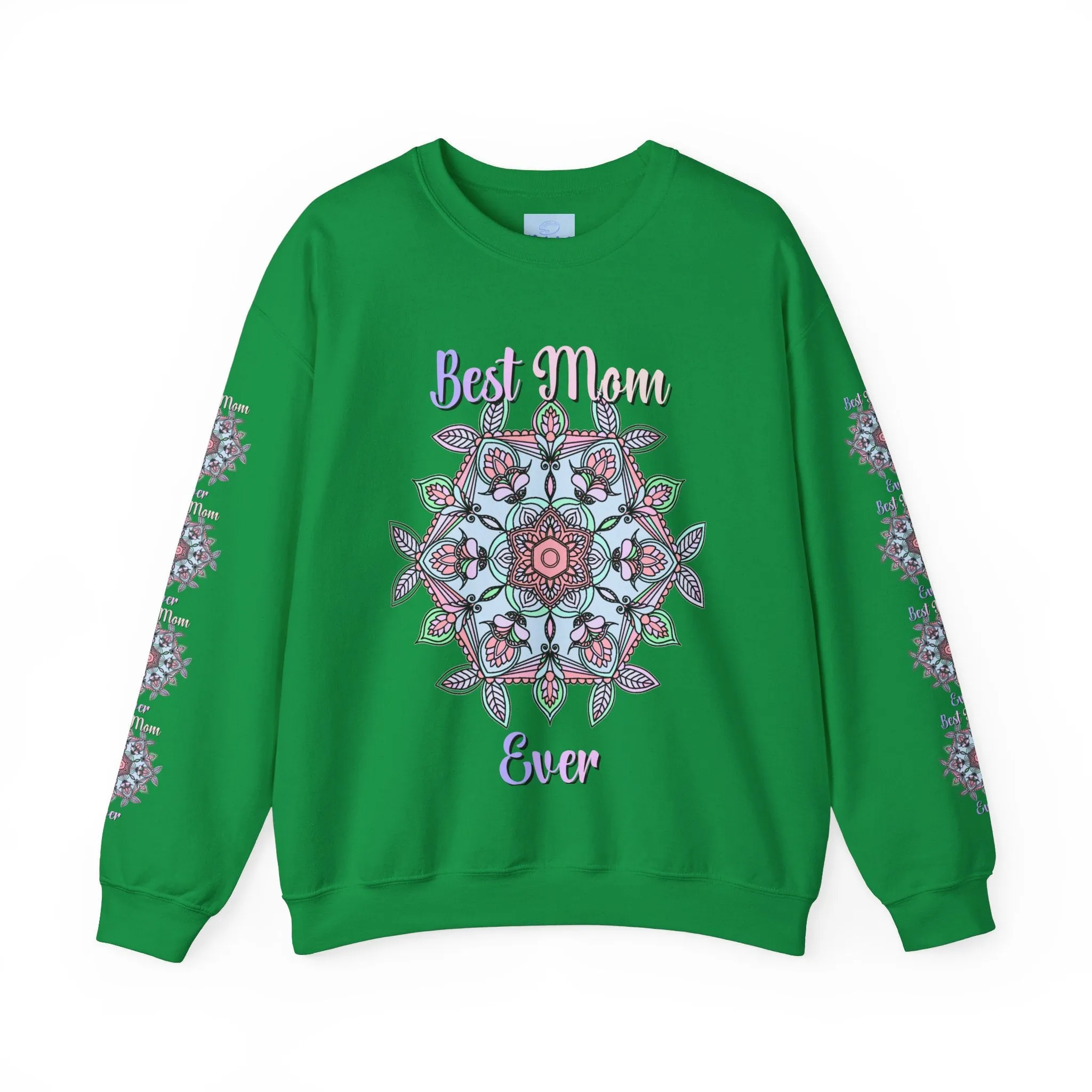 Handmade Mandala Design Crewneck Sweatshirt - Best Mom Ever