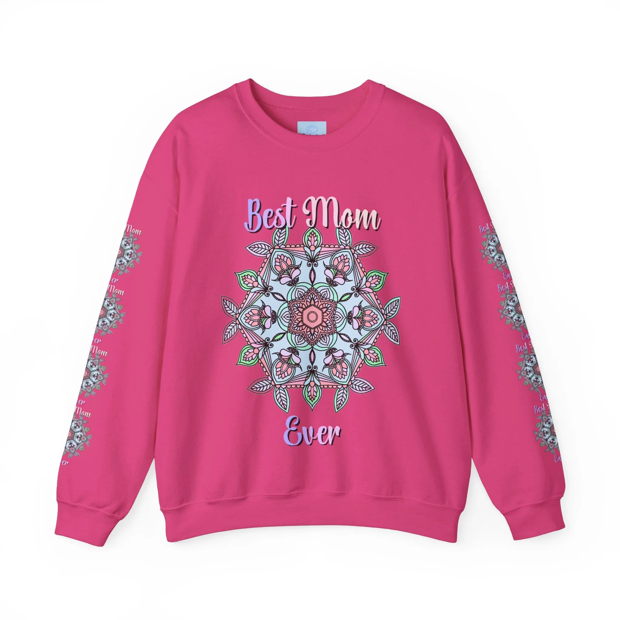 Handmade Mandala Design Crewneck Sweatshirt - Best Mom Ever