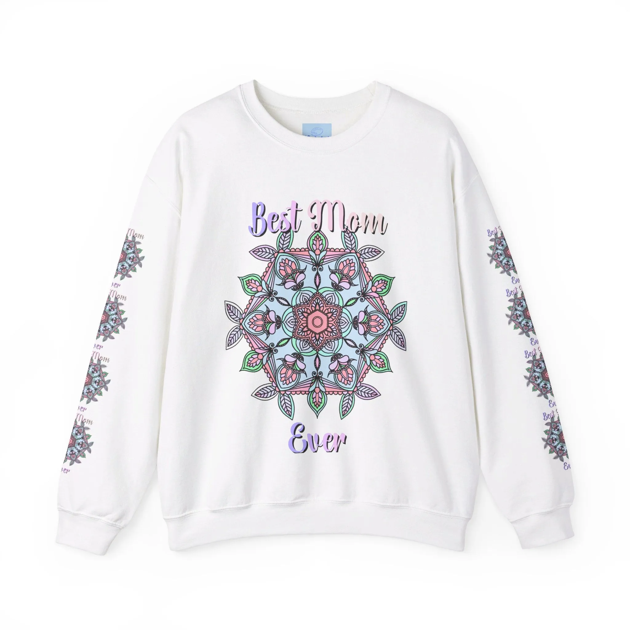 Handmade Mandala Design Crewneck Sweatshirt - Best Mom Ever