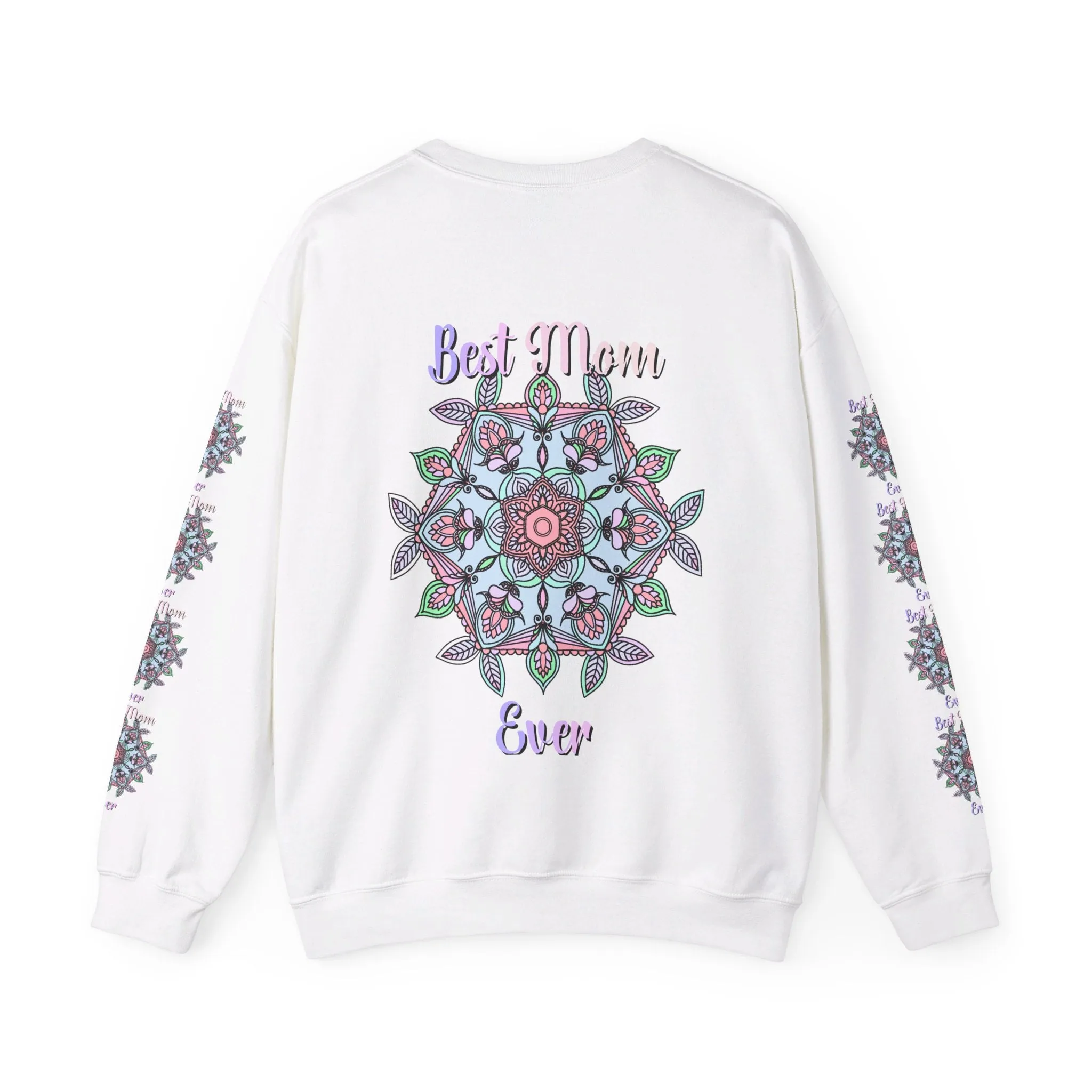 Handmade Mandala Design Crewneck Sweatshirt - Best Mom Ever