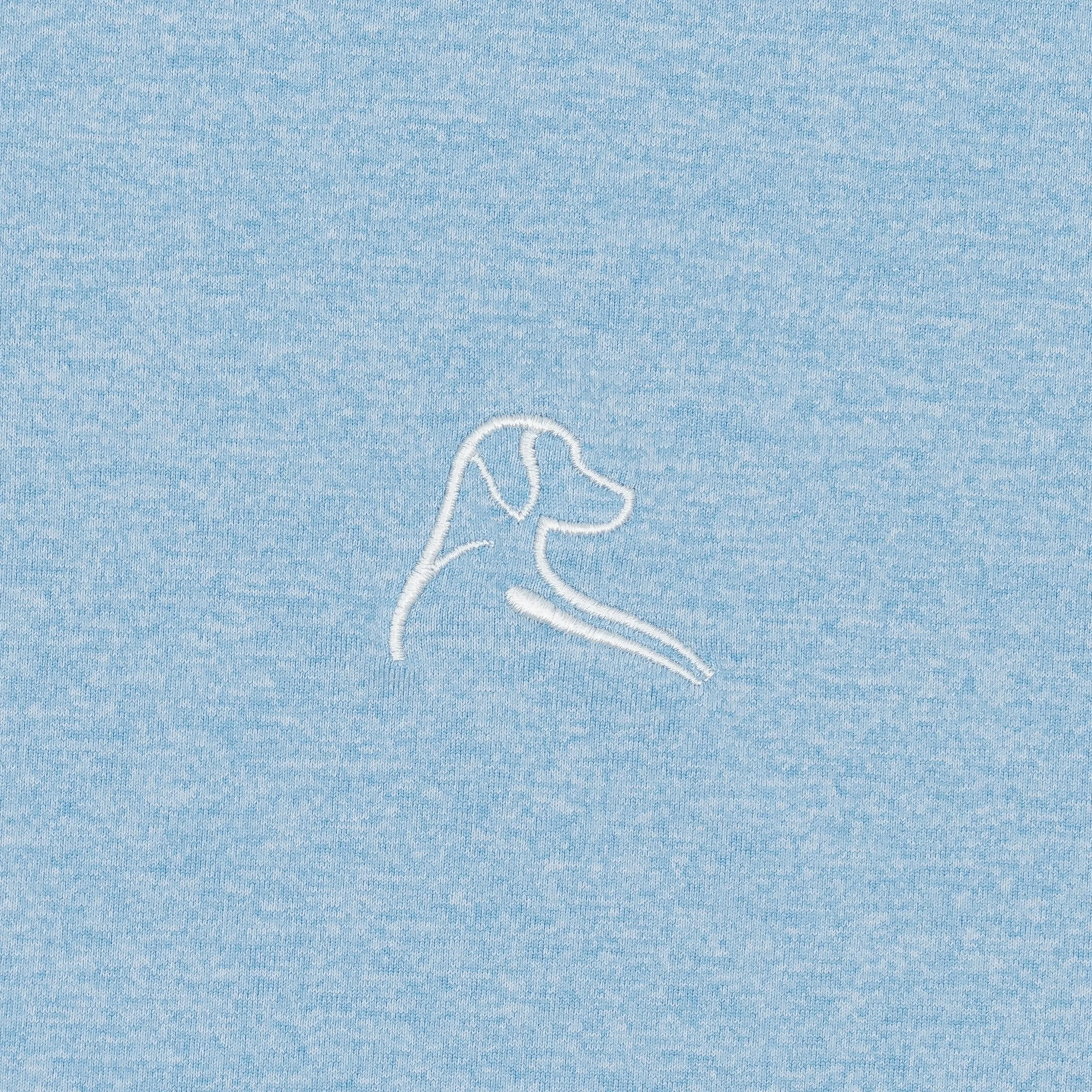 Heather | Long Sleeve Performance Polo | Heather - Stone Blue/White