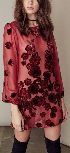 'Heather' Mini Dress, Burgundy