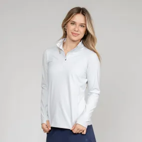 Optimized Title: Premium Heather Performance Q-Zip in Stratus Grey and White