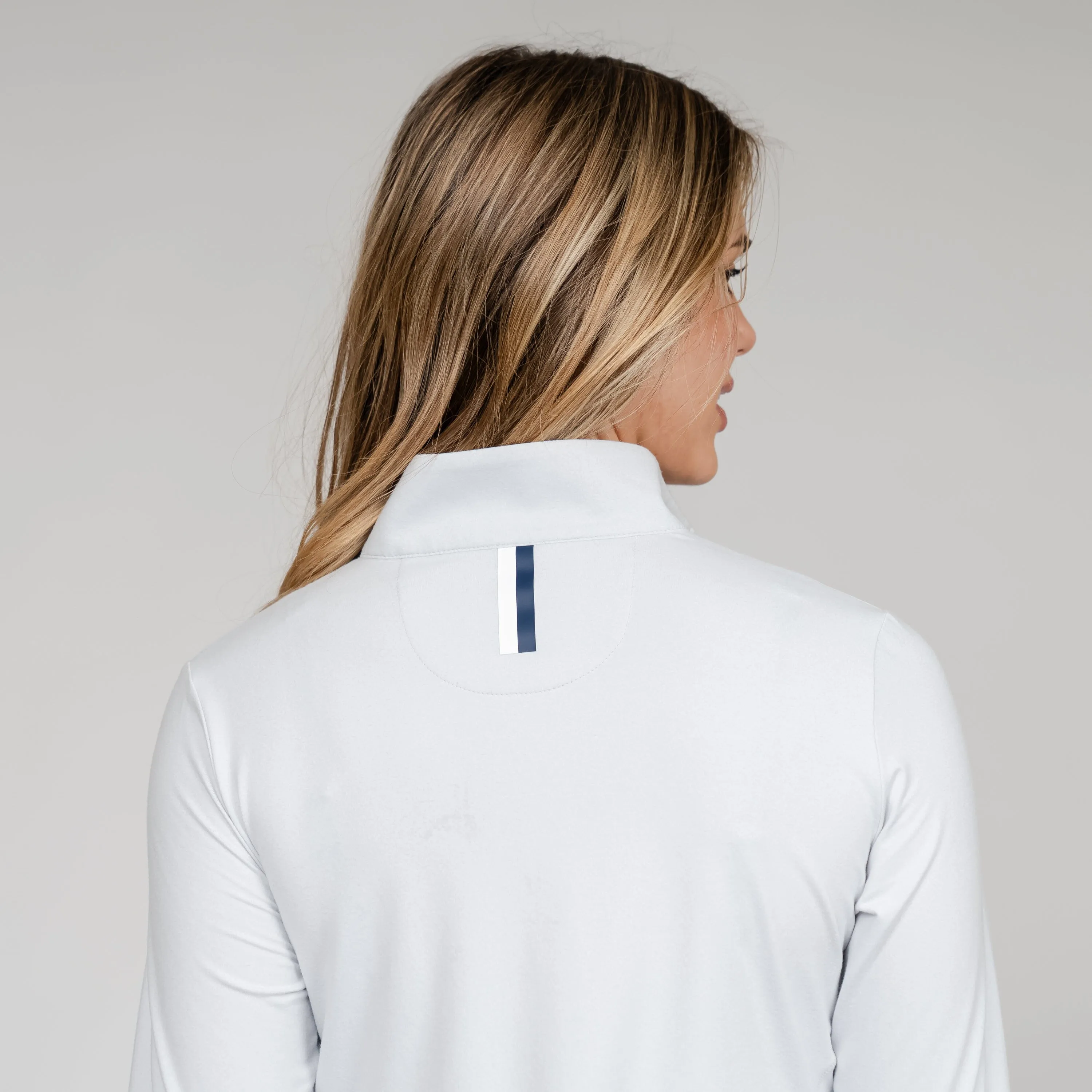 Optimized Title: Premium Heather Performance Q-Zip in Stratus Grey and White