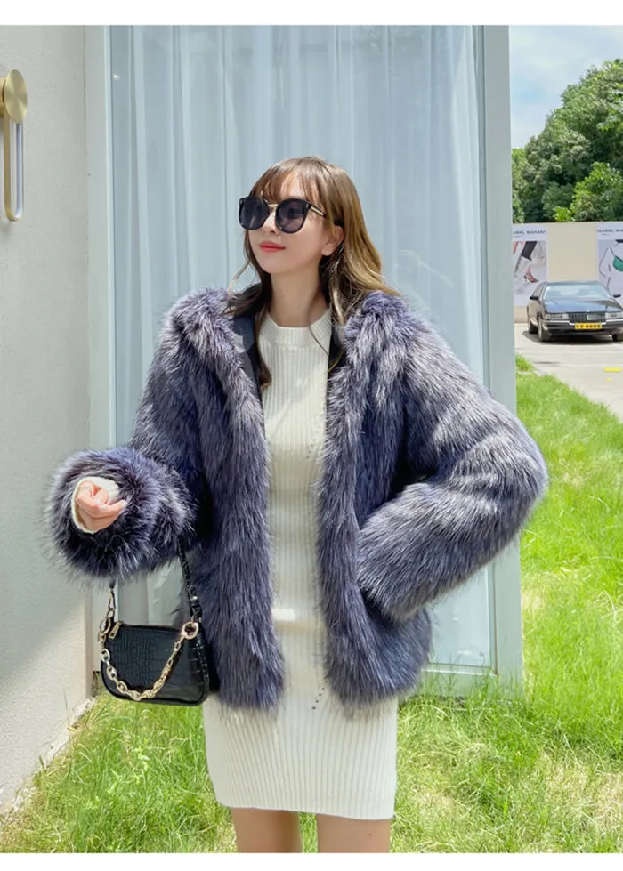 Hooded Crop Faux Fur Coat