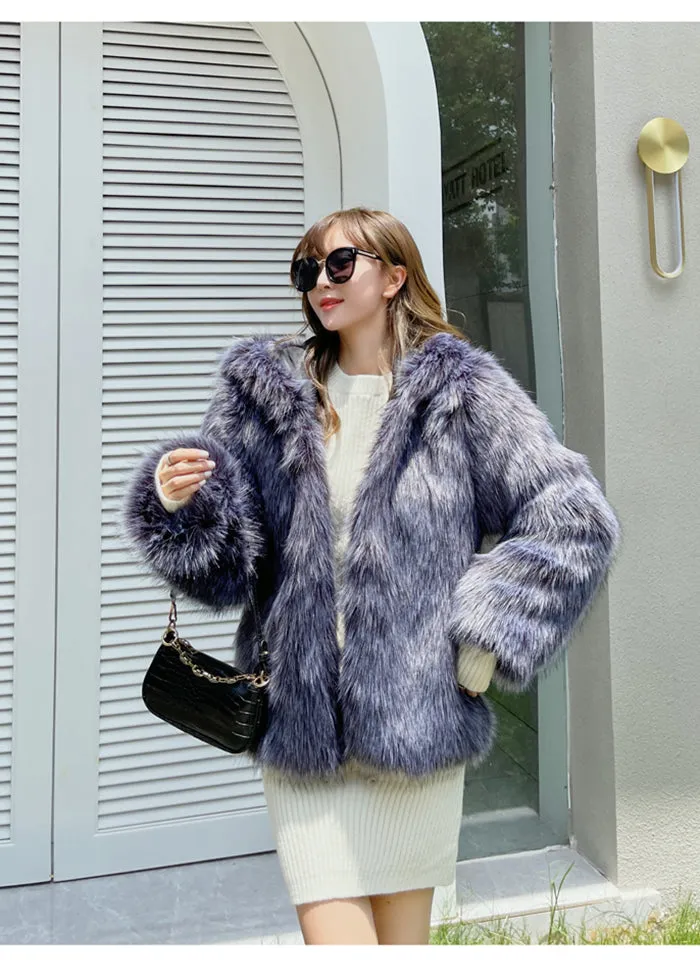 Hooded Crop Faux Fur Coat