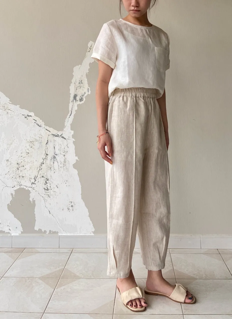 Linen Harem Pants in Natural