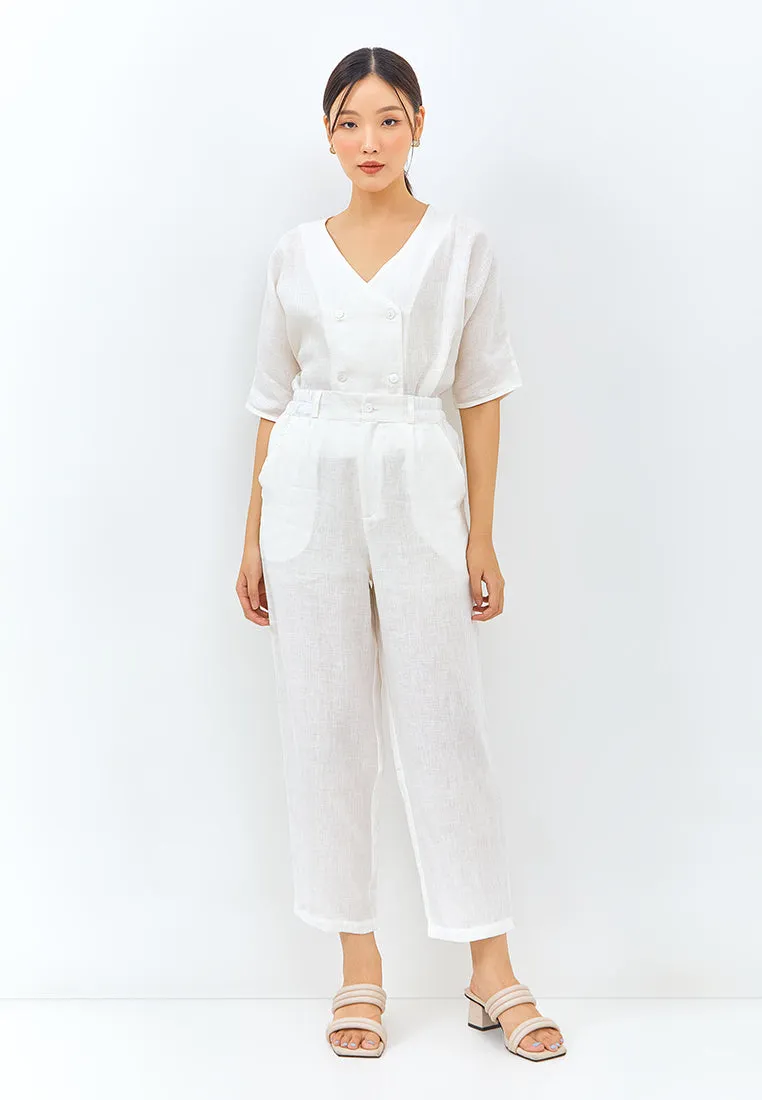 Linen Tapered Pants in White
