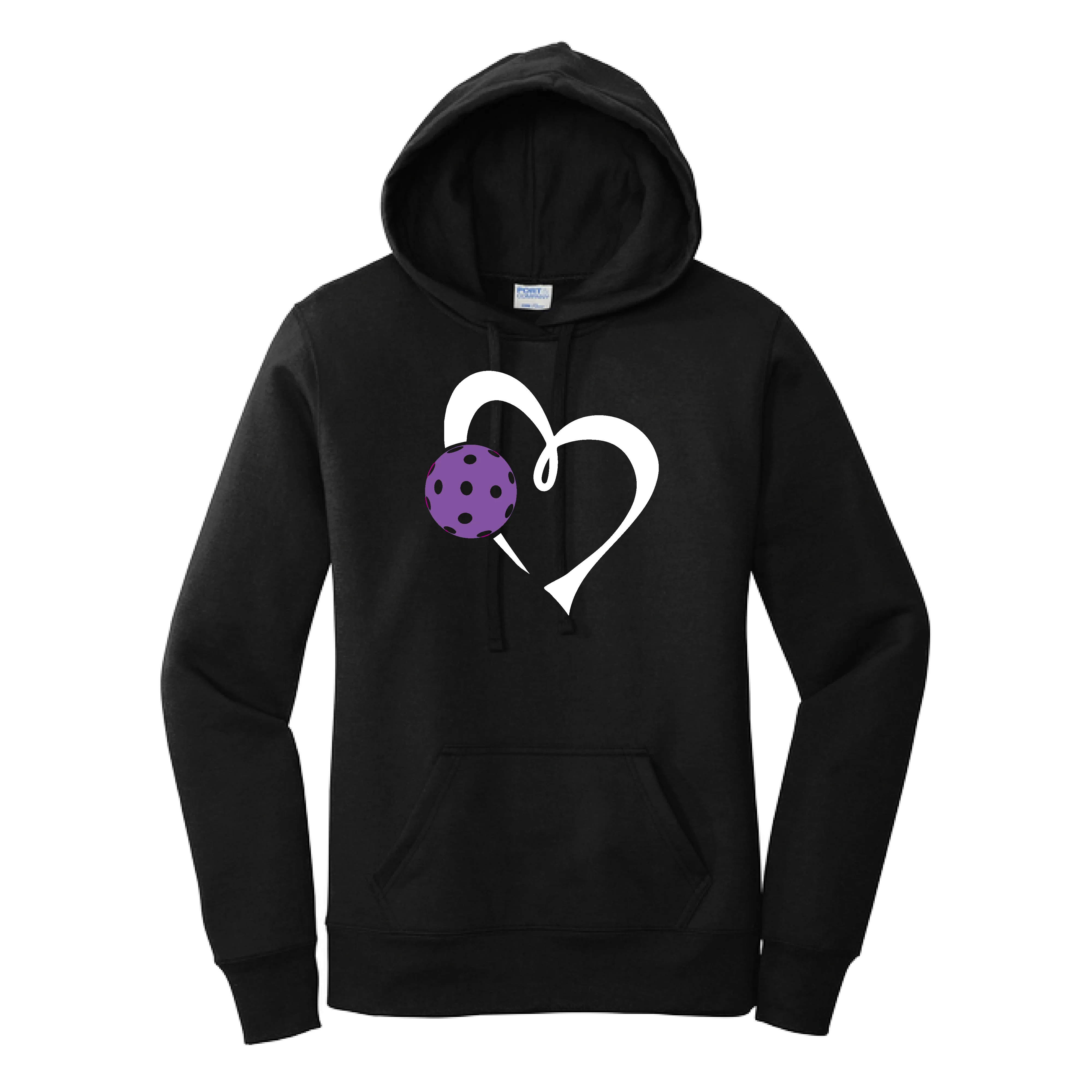 Love Pickleball Heart (Purple) | Women’s Fitted Hoodie Pickleball Sweatshirt | 50% Cotton 50% Poly Fleece