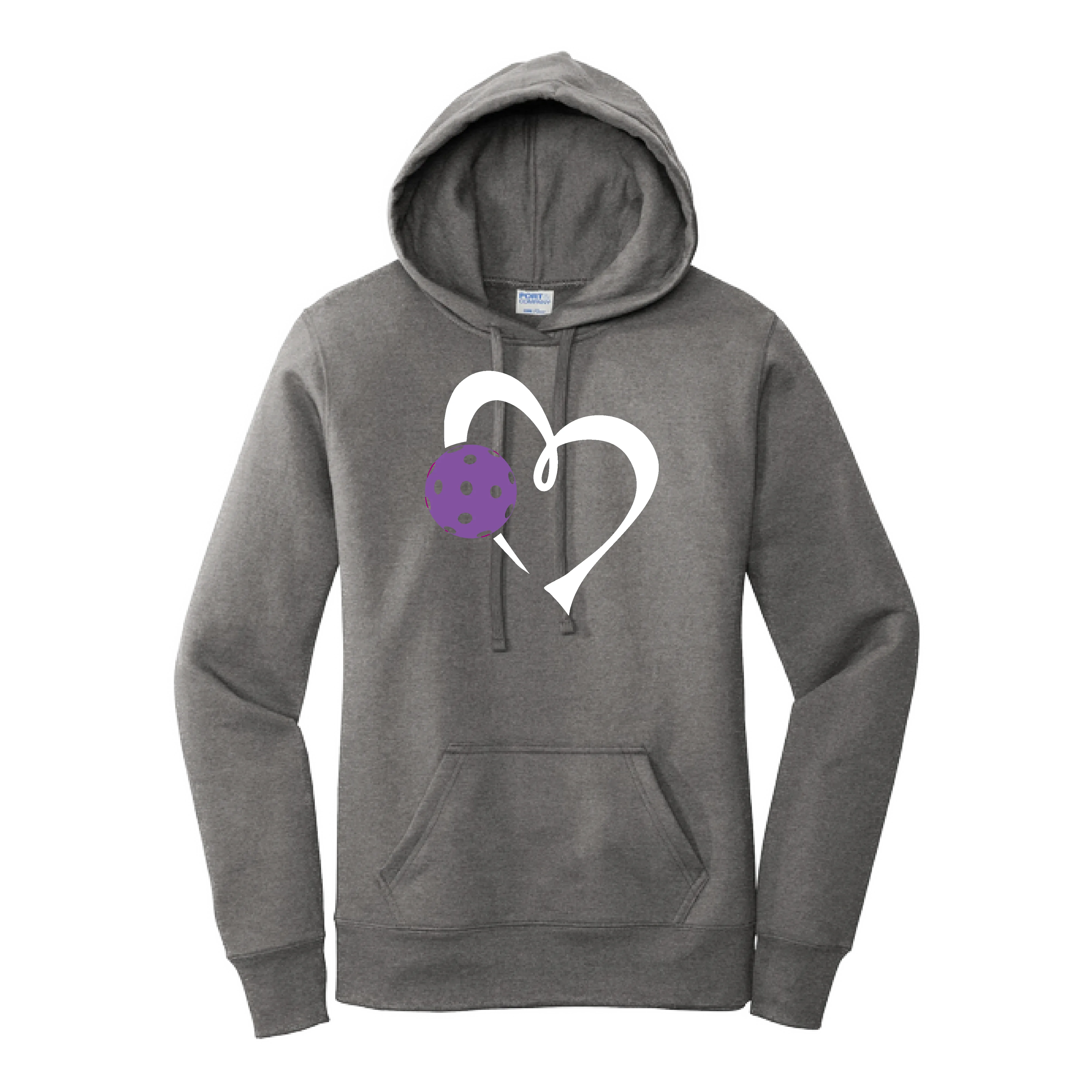 Love Pickleball Heart (Purple) | Women’s Fitted Hoodie Pickleball Sweatshirt | 50% Cotton 50% Poly Fleece