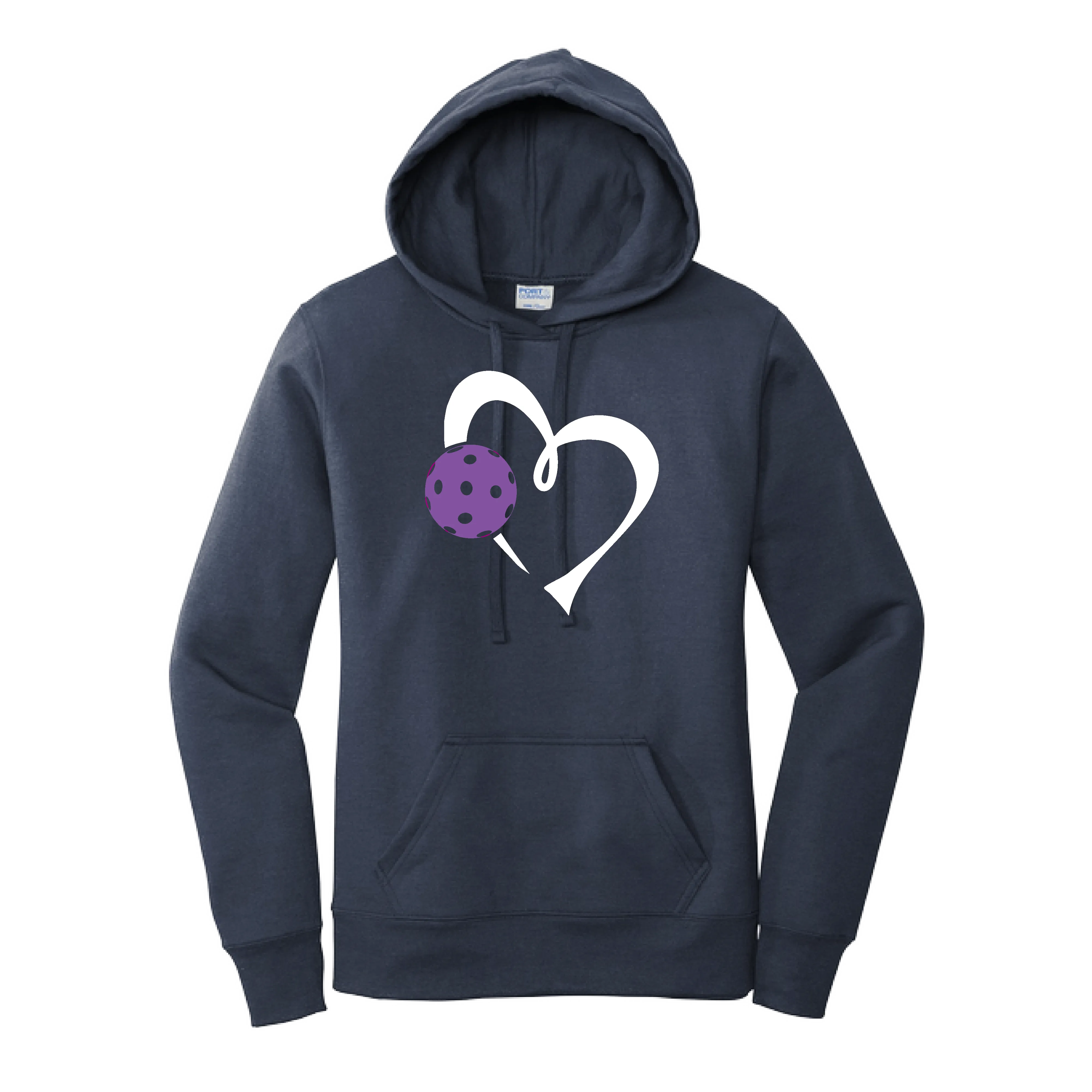 Love Pickleball Heart (Purple) | Women’s Fitted Hoodie Pickleball Sweatshirt | 50% Cotton 50% Poly Fleece