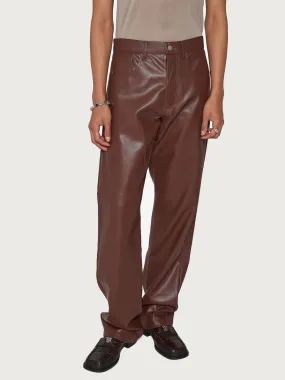 Matte Vegan Leather Trousers Brown